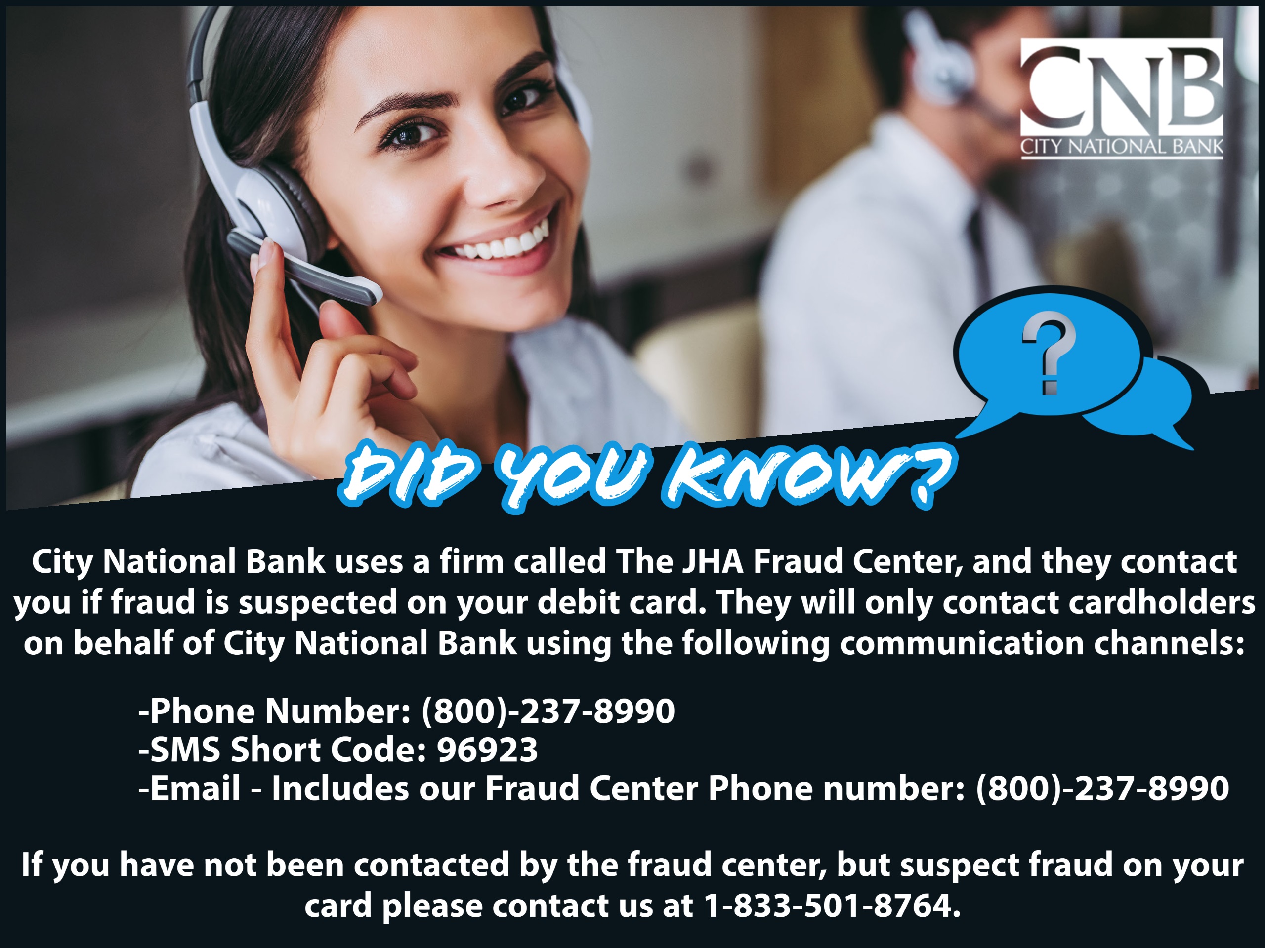 "did you know" graphic explaining the JHA Fraud Center